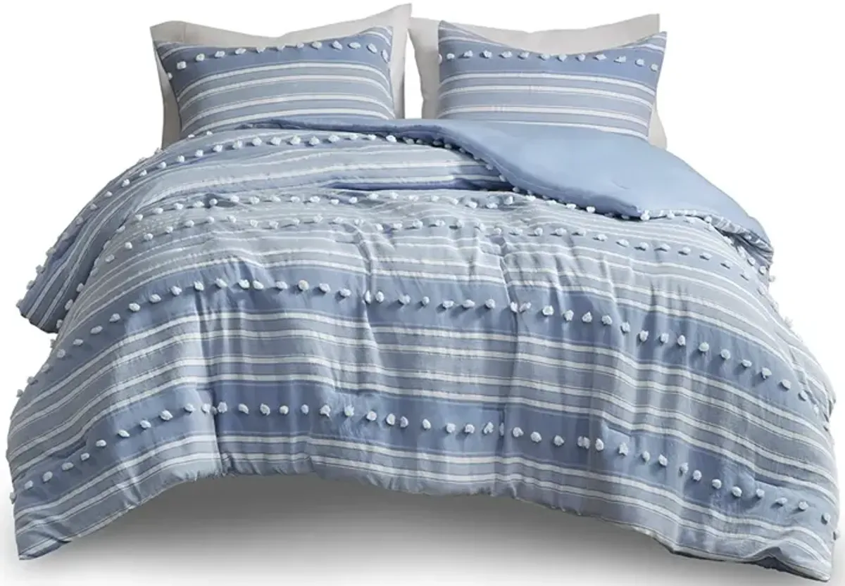 Rowan Striped Clipped Jacquard Comforter Set