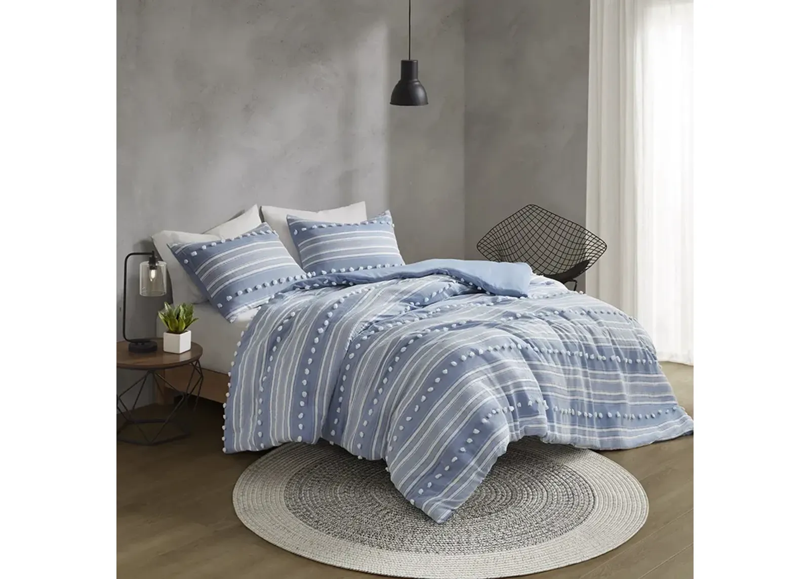 Rowan Striped Clipped Jacquard Comforter Set