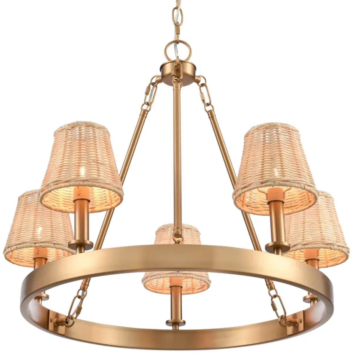 Rydell 24.5'' Wide 5-Light Chandelier - Brushed Gold and Rattan