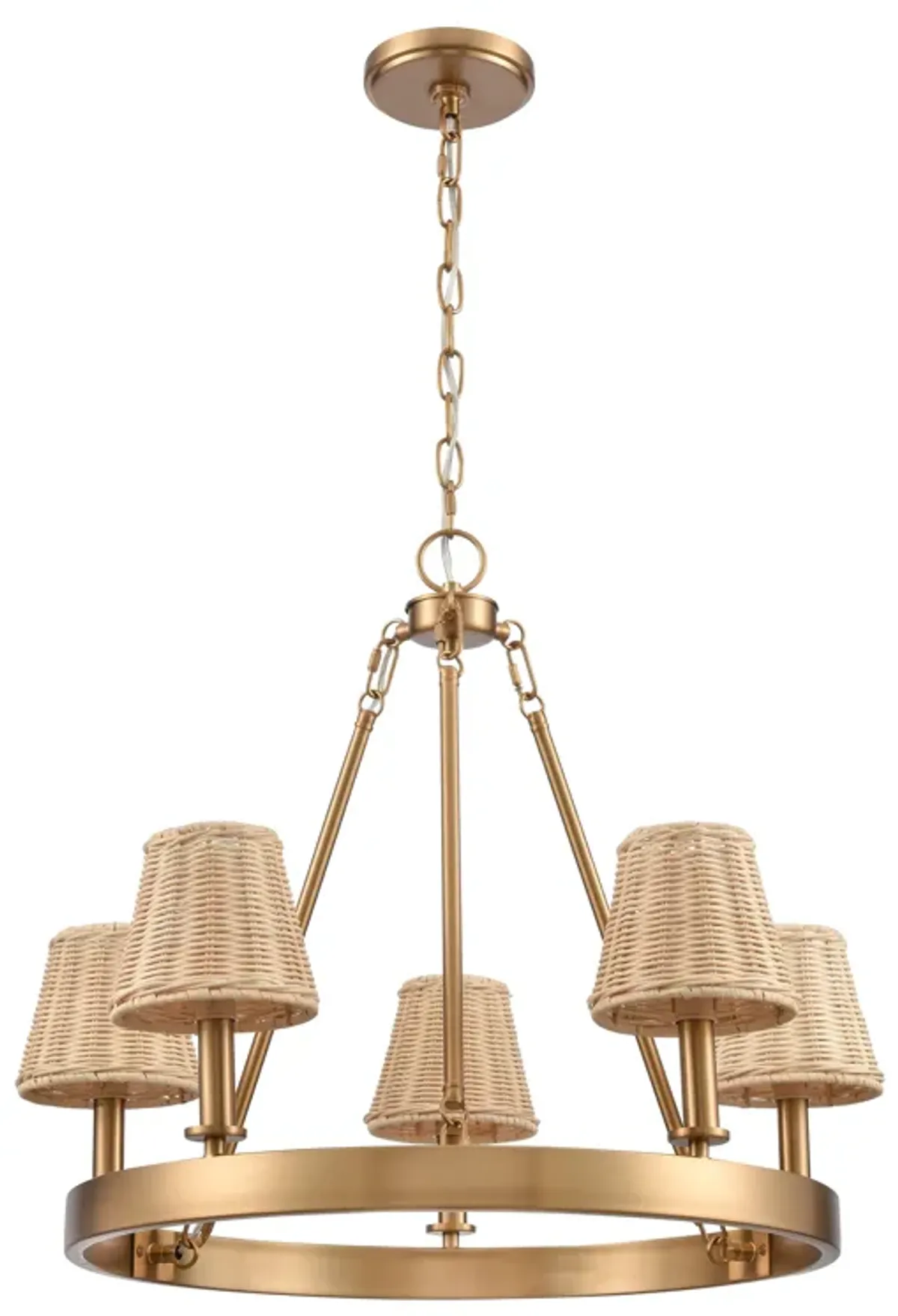 Rydell 24.5'' Wide 5-Light Chandelier - Brushed Gold and Rattan