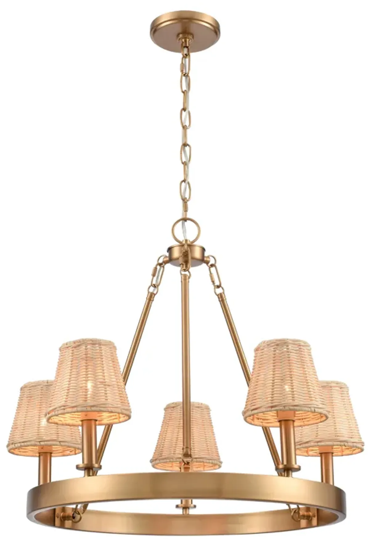 Rydell 24.5'' Wide 5-Light Chandelier - Brushed Gold and Rattan