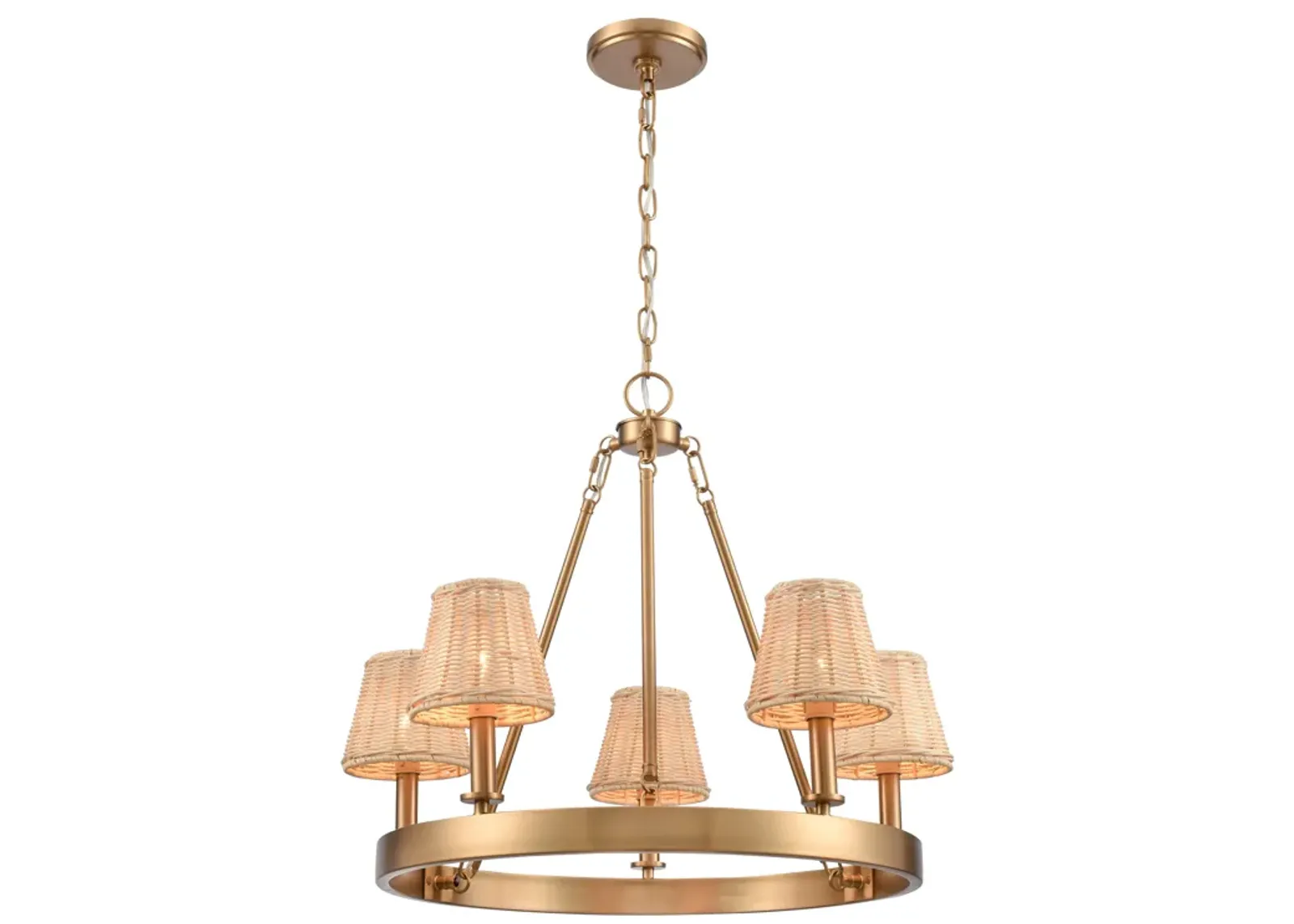 Rydell 24.5'' Wide 5-Light Chandelier - Brushed Gold and Rattan