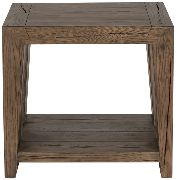 Troy Oak End  Table in Antique Brown