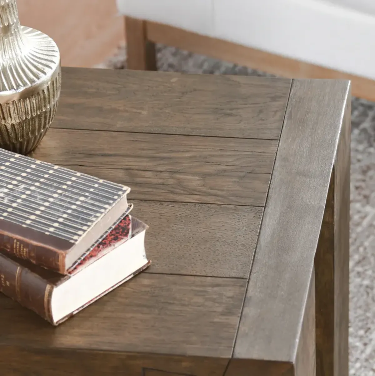 Troy Oak End Table In Antique Brown