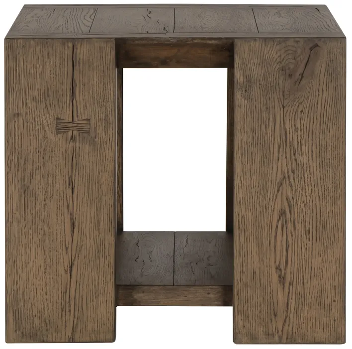 Troy Oak End  Table in Antique Brown