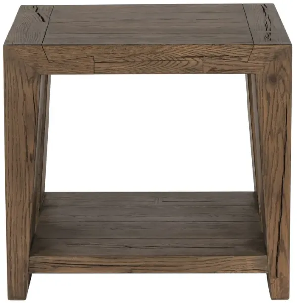Troy Oak End Table In Antique Brown