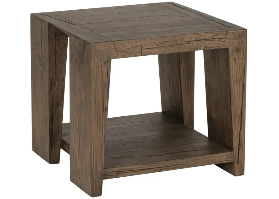 Troy Oak End  Table in Antique Brown