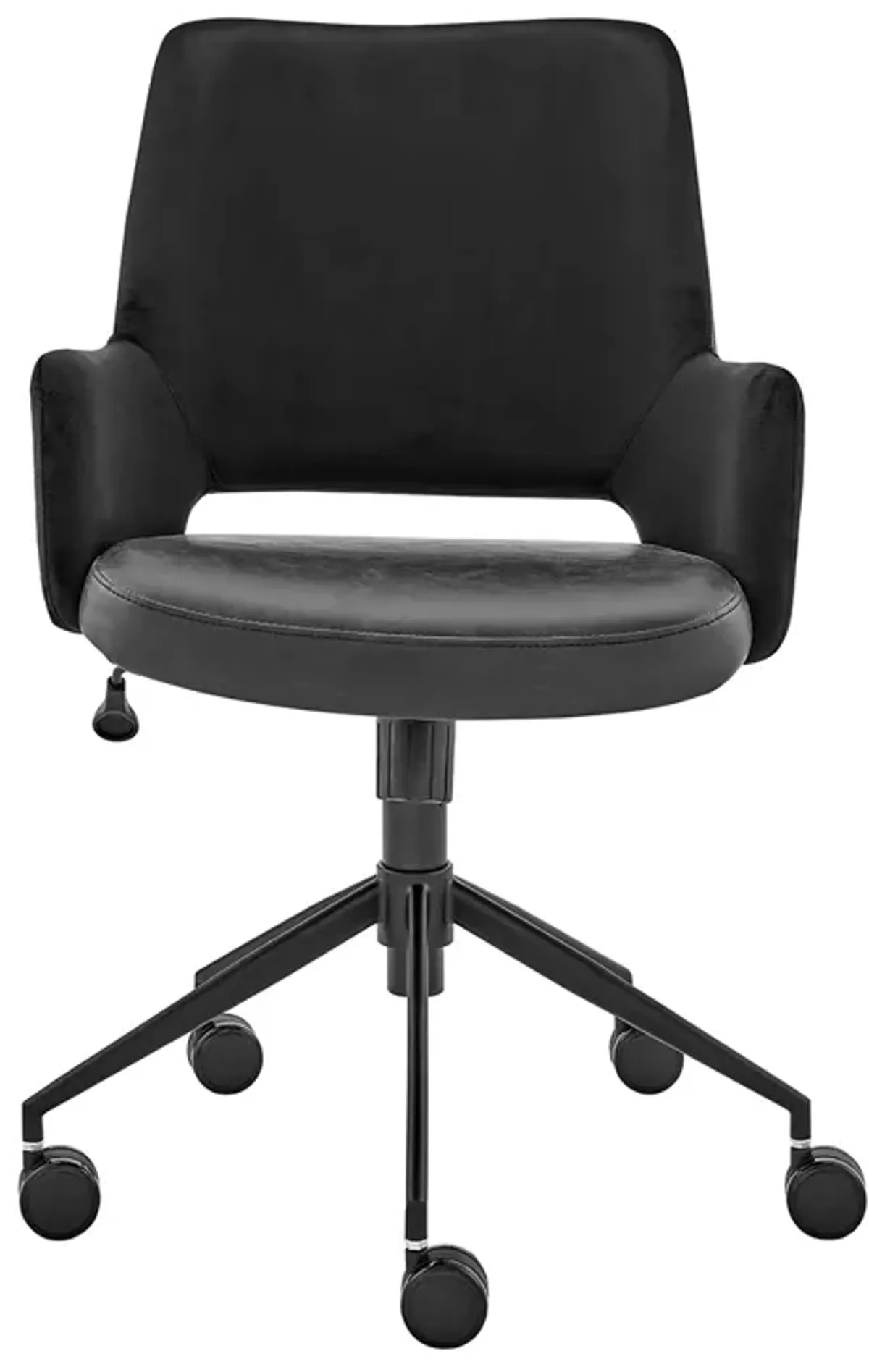 Desi Tilt Office Chair in Black "Velvet-like" Fabric and Leatherette with Black Base