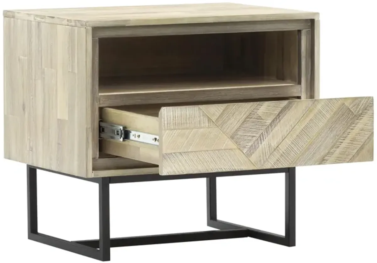 Peridot 1 Drawer Nightstand in Natural Acacia Wood