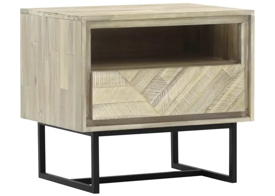 Peridot 1 Drawer Nightstand in Natural Acacia Wood