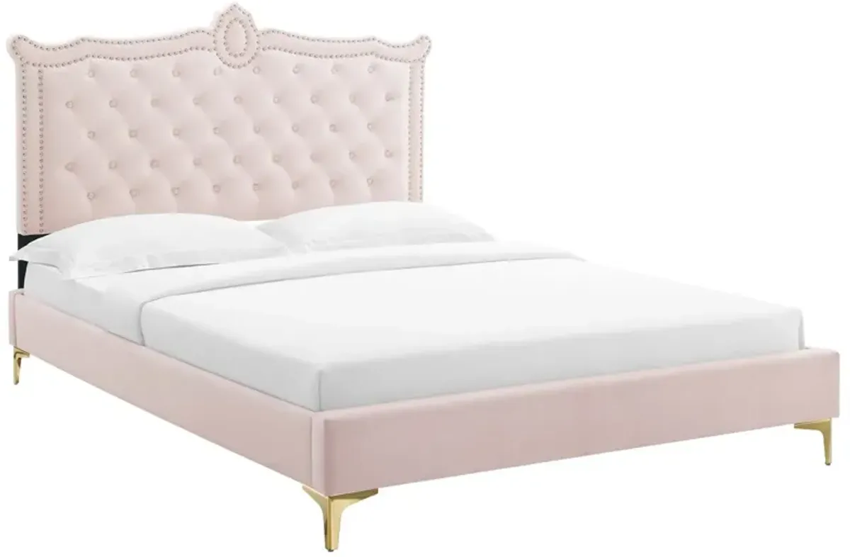 Clara Performance Velvet Queen Platform Bed