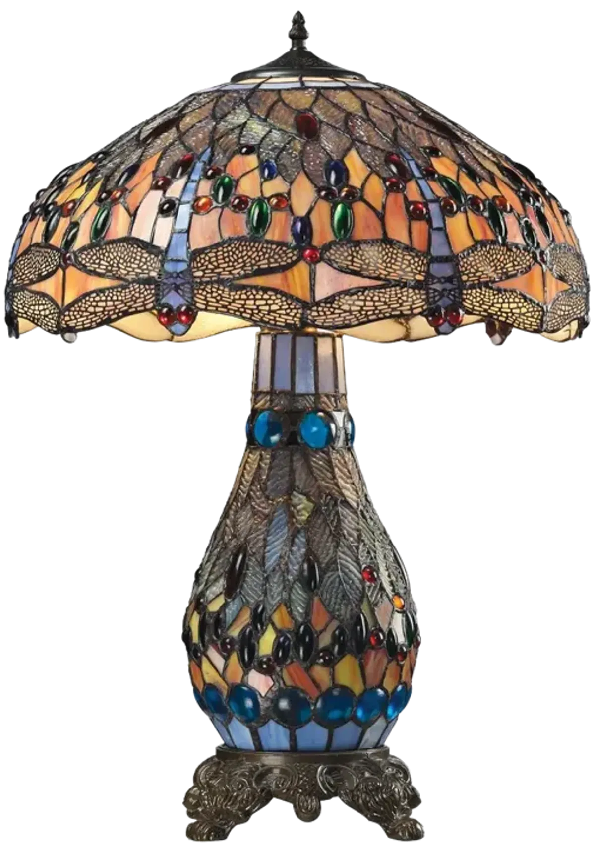 Dragonfly 26" High 3-Light Table Lamp - Tiffany Glass