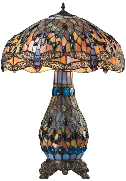 Dragonfly 26" High 3-Light Table Lamp - Tiffany Glass