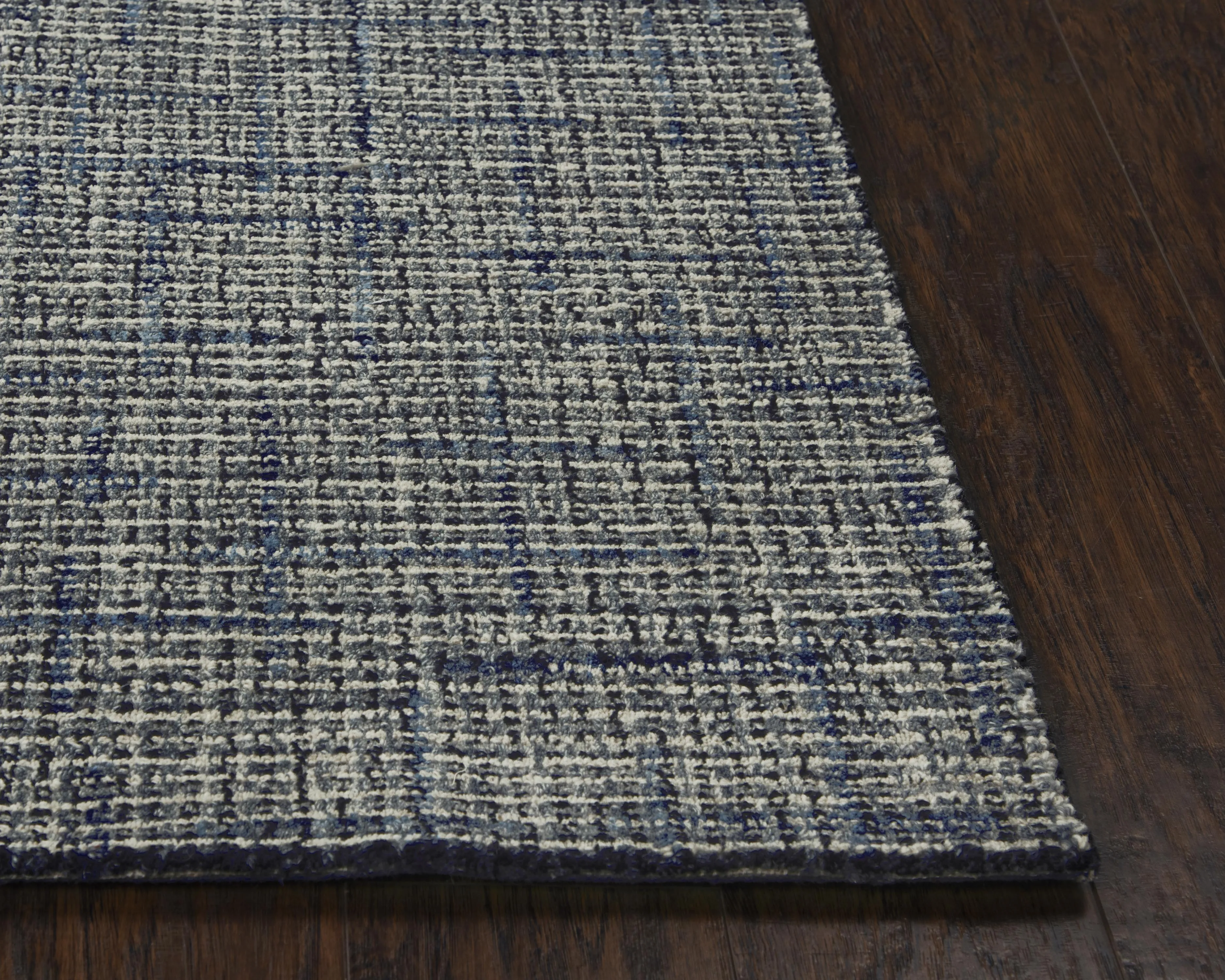 Ironwood Blue Checked/Solid Wool 5' x 7'6" Rectangle Rug