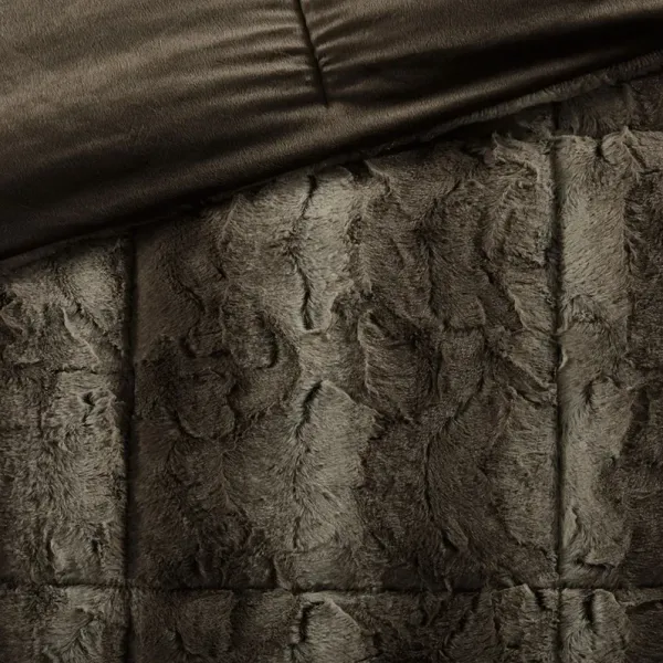 Madison Park Zuri Brown 4PC Faux Fur Comforter Set