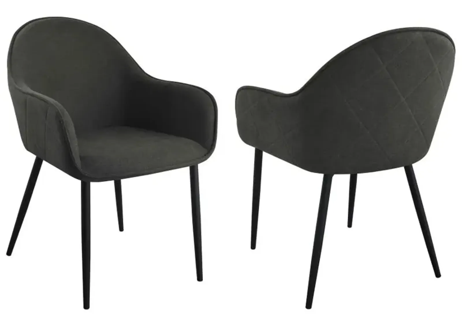 Emma Upholstered Dining Arm Chair Charcoal and Black (Set of 2)