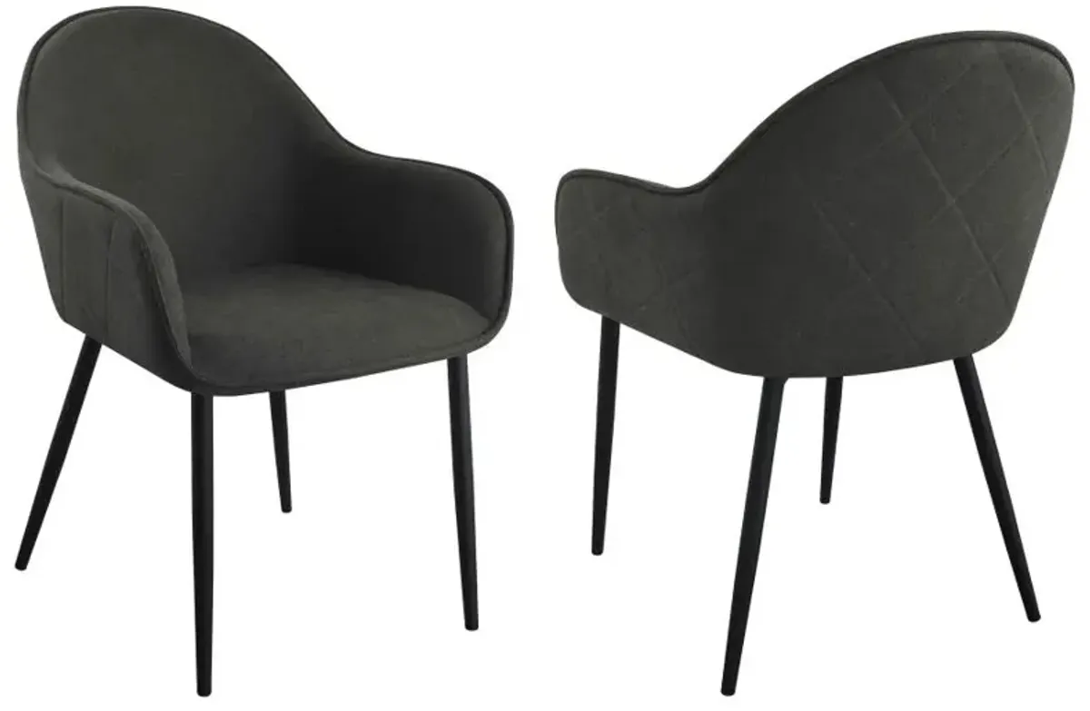 Emma Upholstered Dining Arm Chair Charcoal and Black (Set of 2)