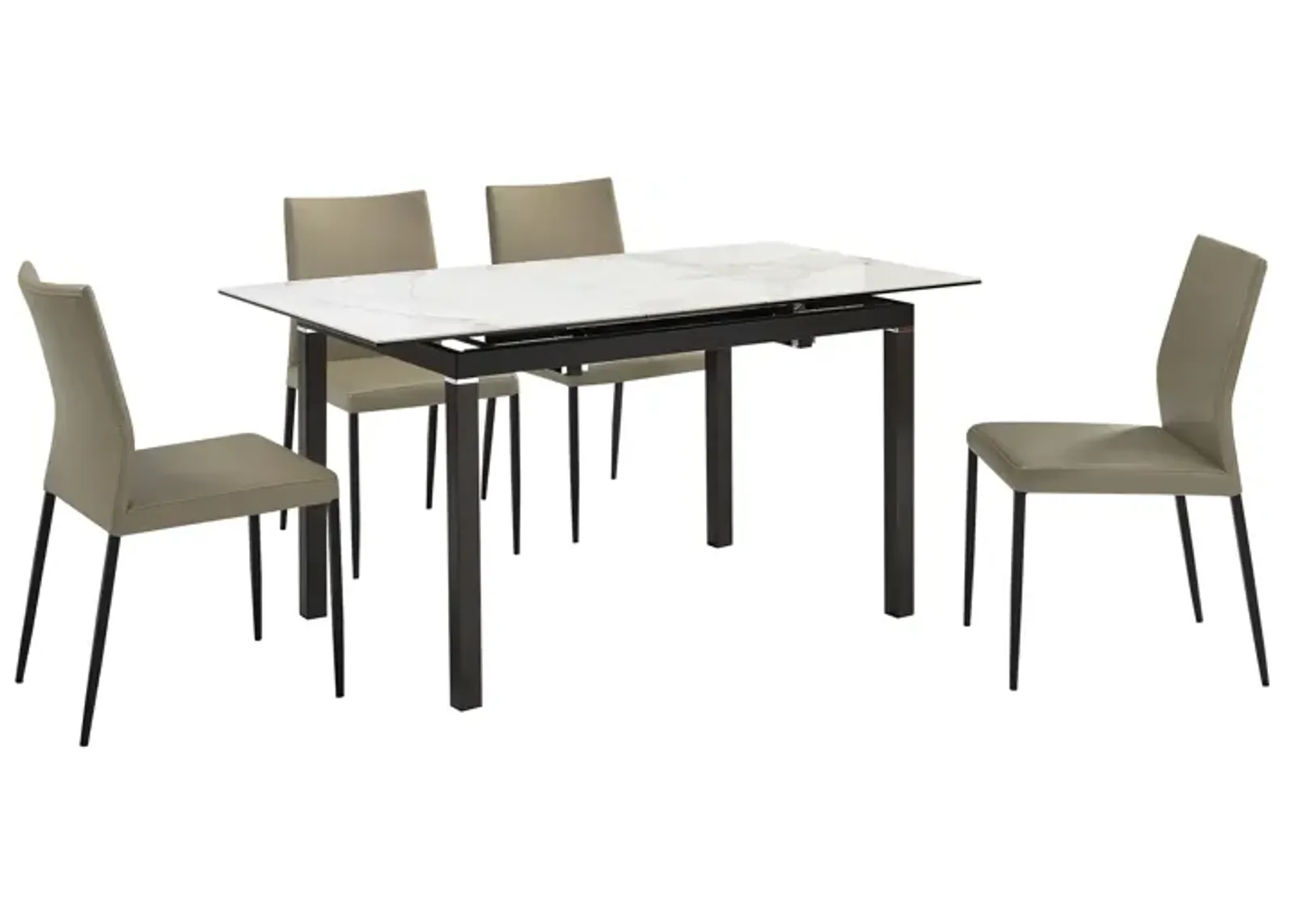 Giana Kash 5 Piece Extendable Dining Set with Taupe Gray Faux Leather Chairs