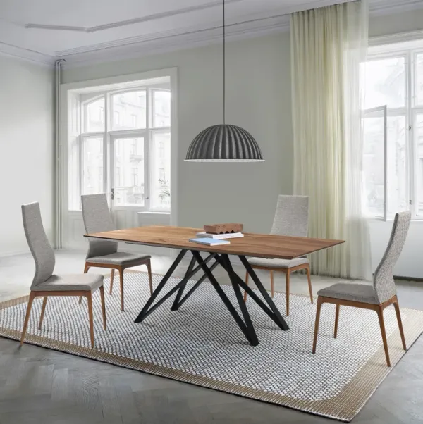 Modena Parker 5 Piece Dining Set with Gray Fabric Chairs