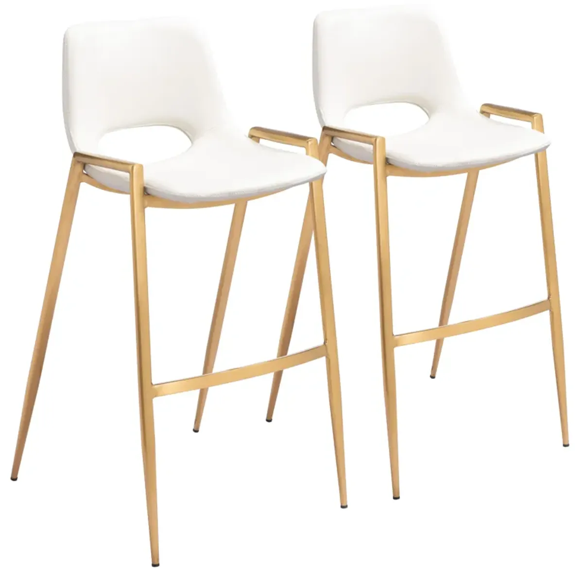 Desi Barstool (Set of 2) White & Gold