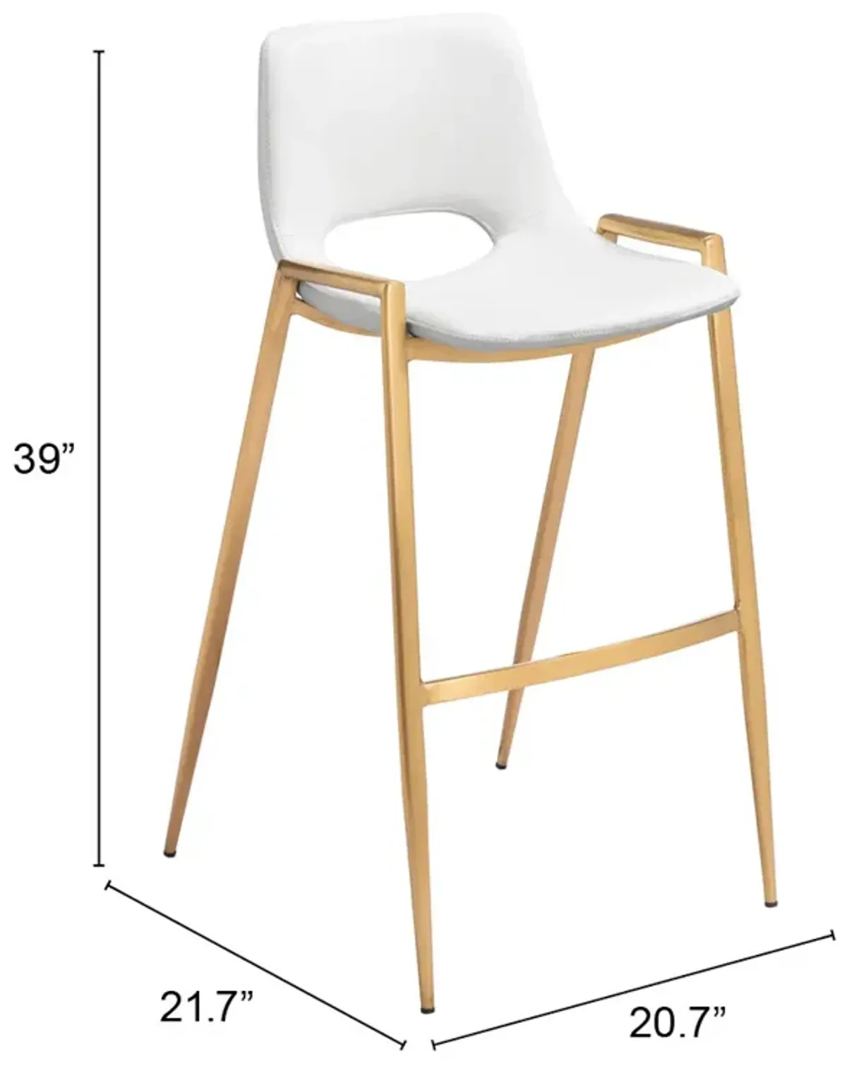 Desi Barstool (Set of 2) White & Gold