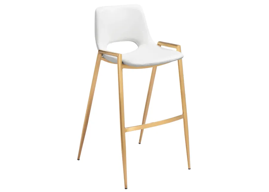 Desi Barstool (Set of 2) White & Gold