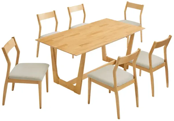 Solara 7-Piece Wood Dining Set with Fabric Upholstered Side Chairs by Modway