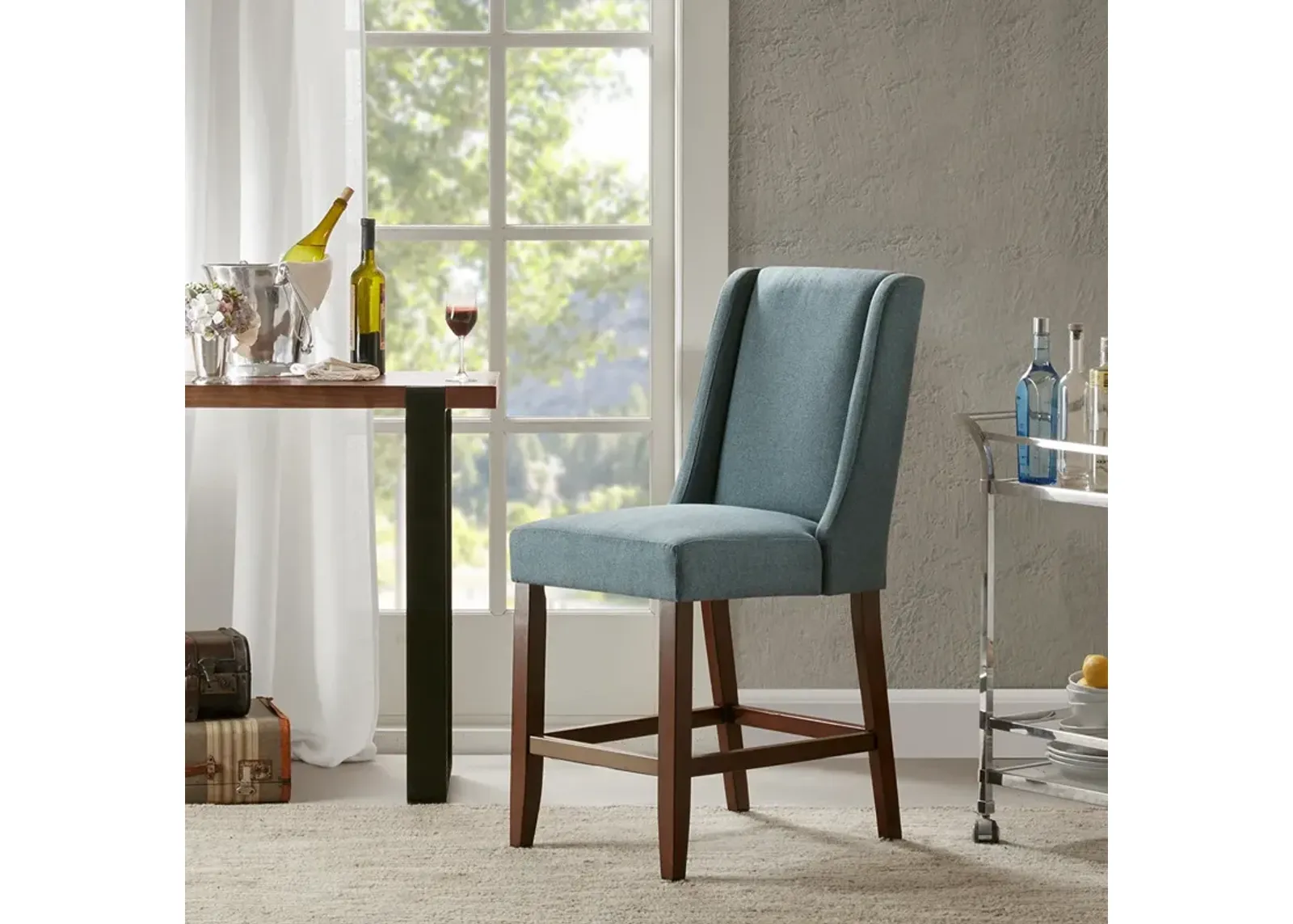 Madison Park Brody Blue Wing Counter Stool