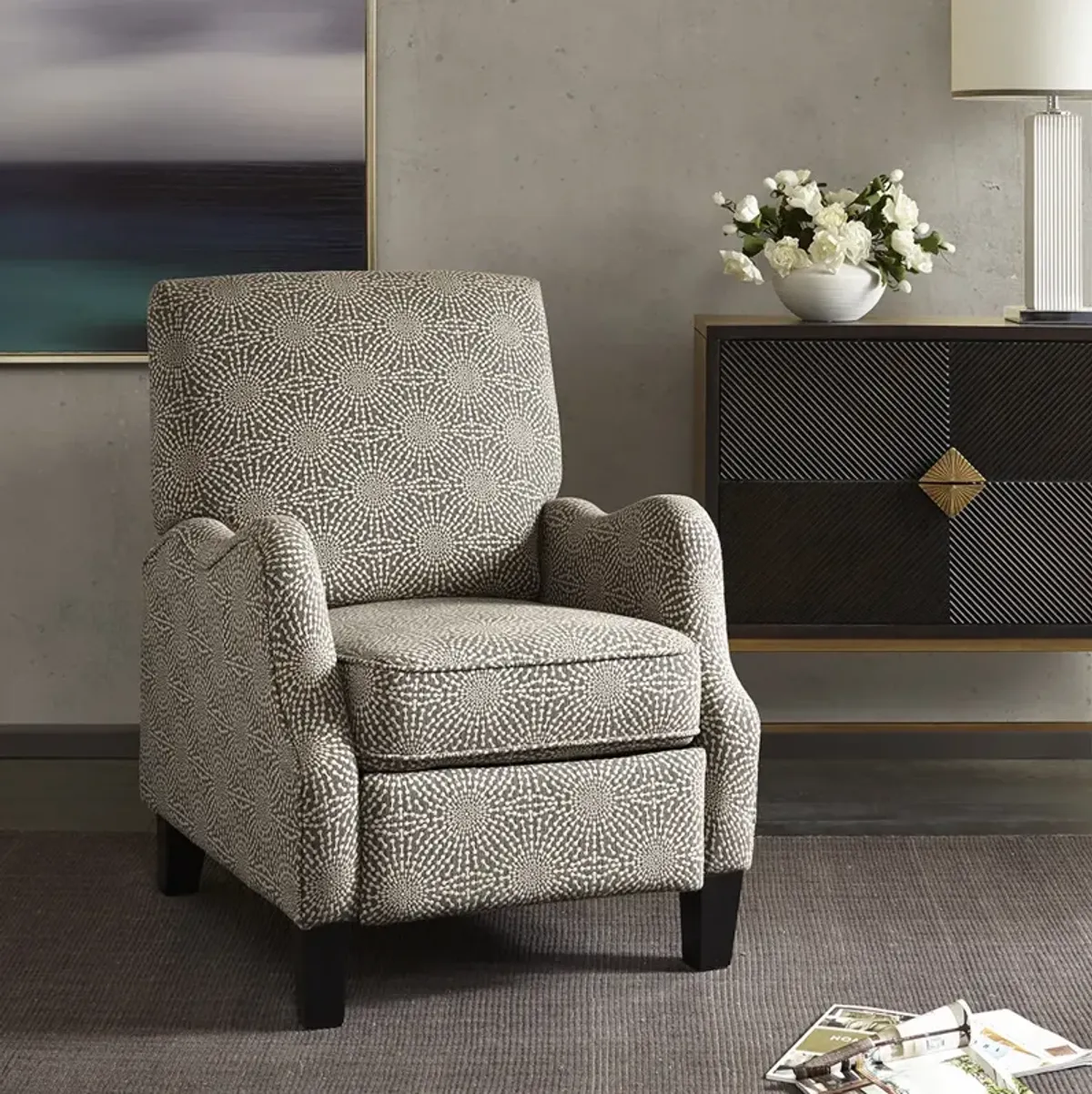 Madison Park Hoffman Beige Multi Push Back Recliner