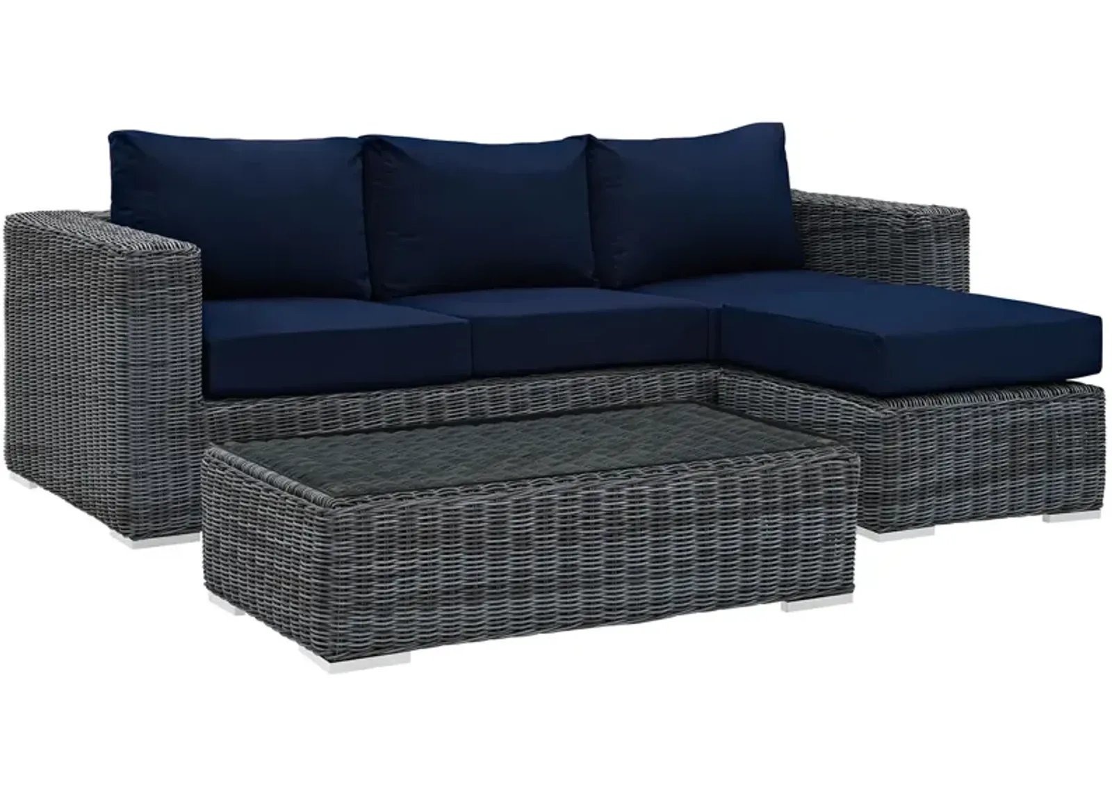 Summon 3 Piece Outdoor Patio Sunbrella® Sectional Set