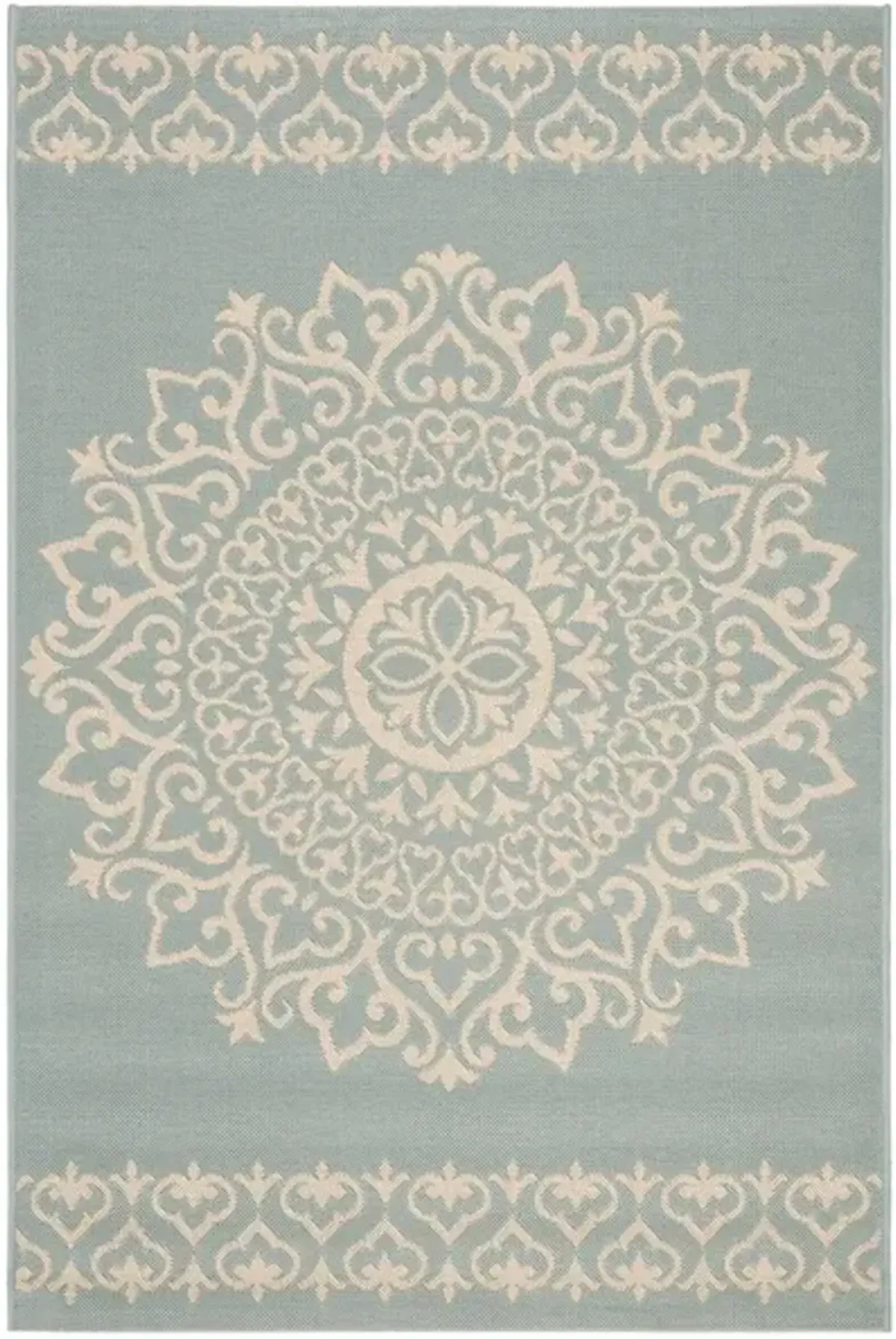 Safavieh BEACH HOUSE Collection BHS183L-9 Cream / Aqua 9' X 12'