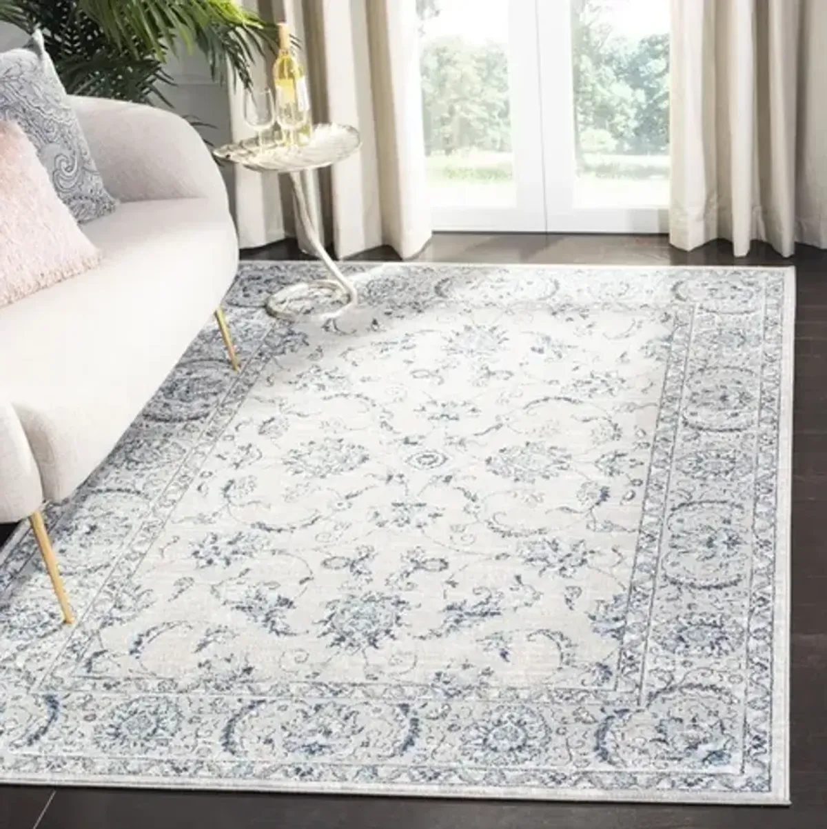 Brentwood 854 Light Grey / Blue 9' X 12' Large Rectangle Powerloomed Rug