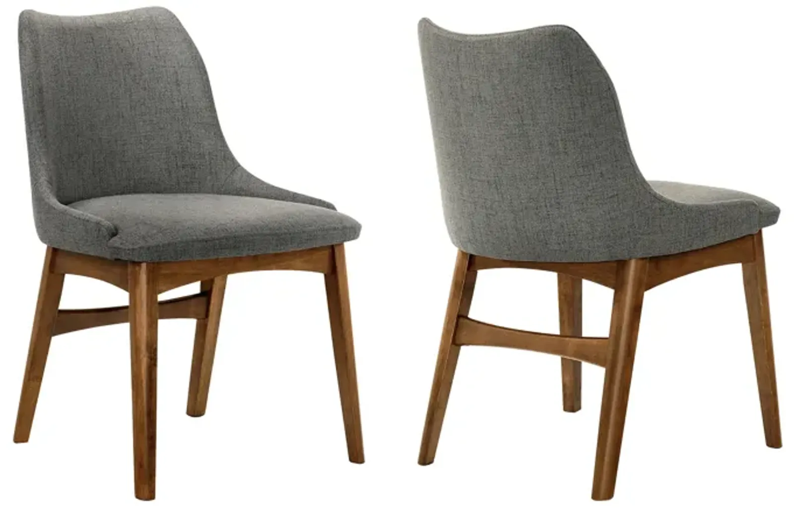 Azalea Charcoal Fabric and Walnut Wood Dining Side Chairs - Set of 2