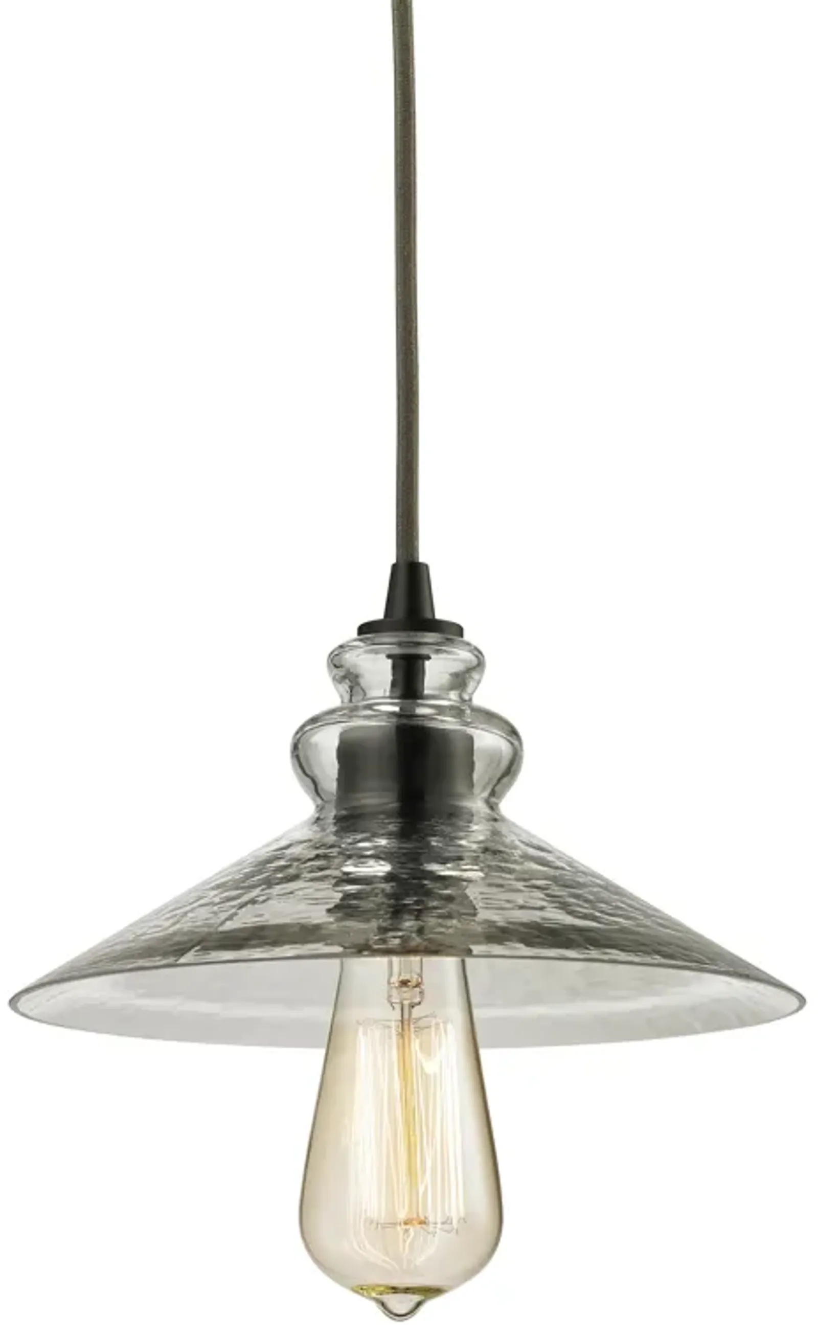 Hammered Glass 9" Wide 1-Light Mini Pendant - Oil Rubbed Bronze