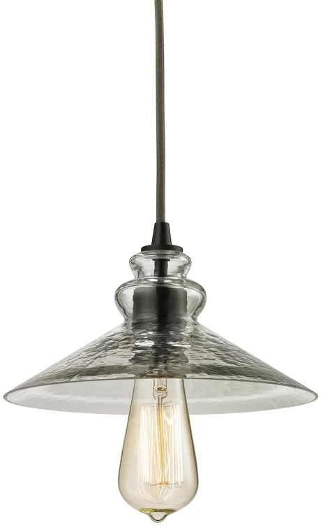 Hammered Glass 9" Wide 1-Light Mini Pendant - Oil Rubbed Bronze