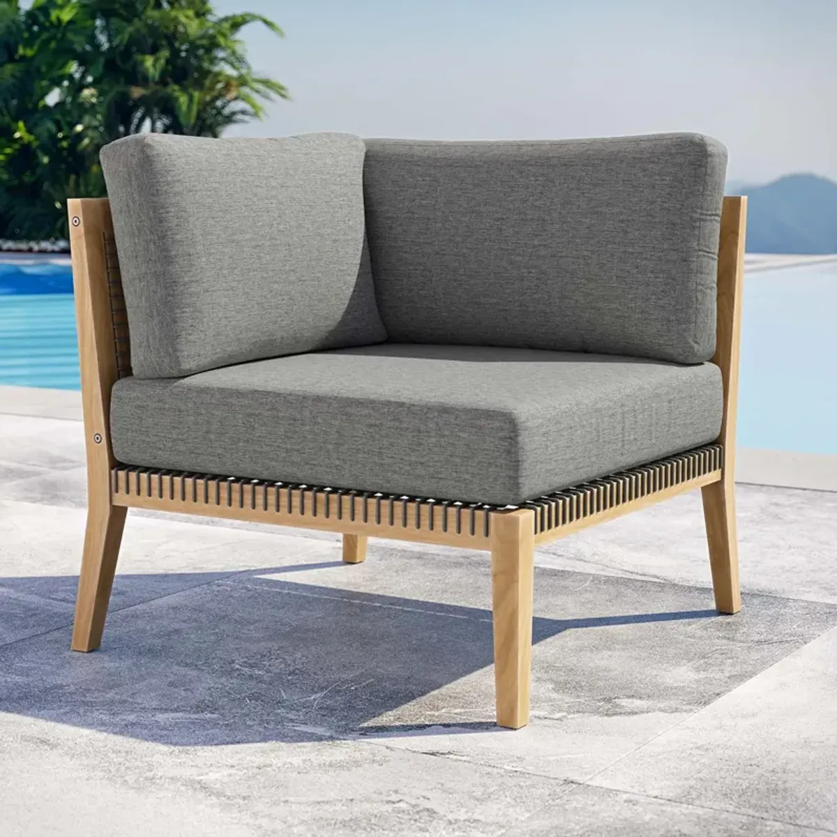 Clearwater Outdoor Patio Teak Wood Corner Chair