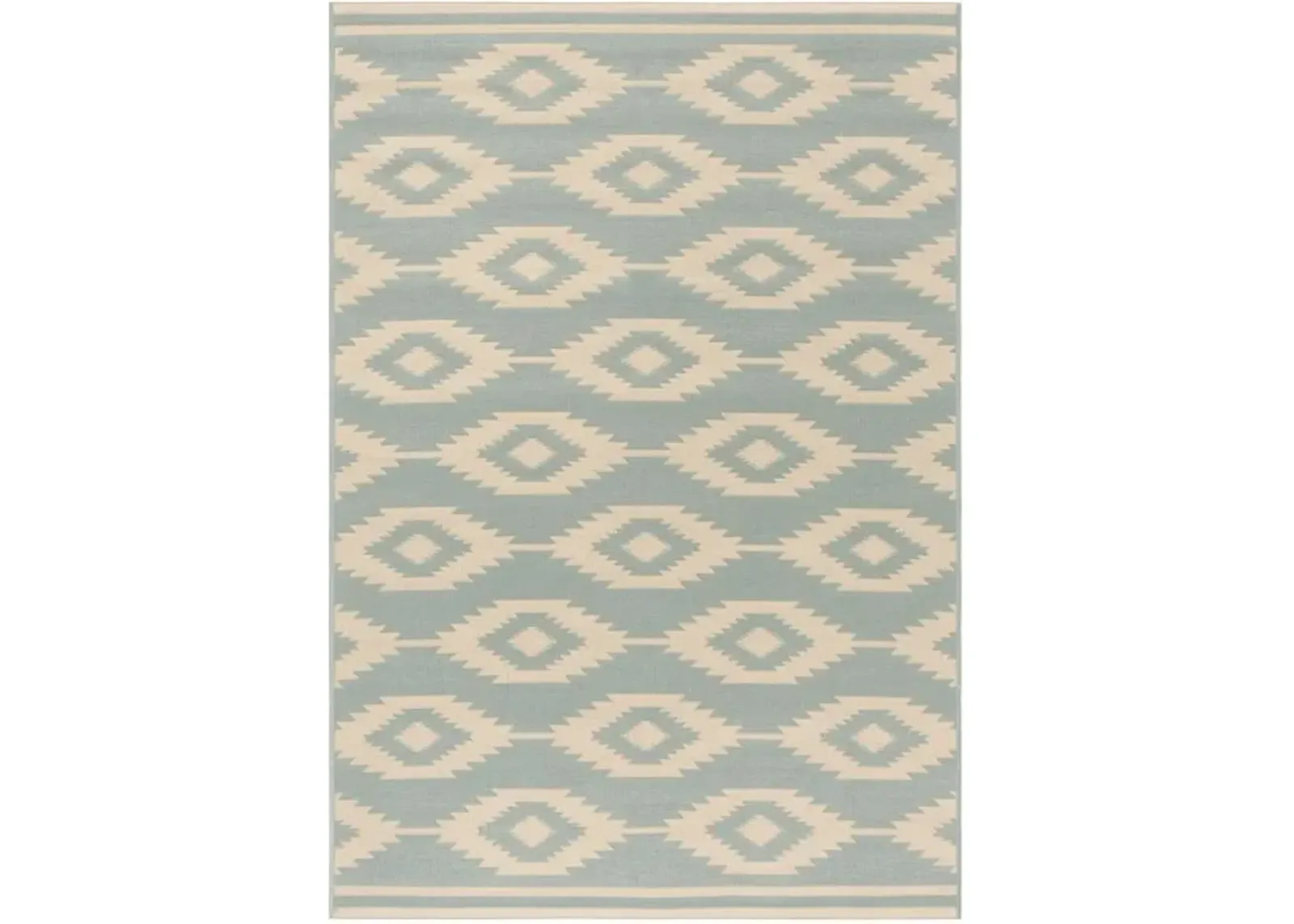 LINDEN 171 Collection LND171L-5 Cream / Aqua 5'-3" X 7'-6"