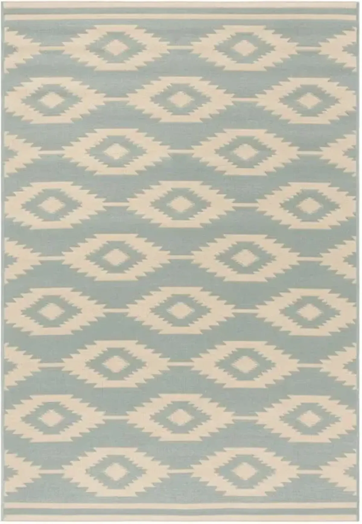 LINDEN 171 Collection LND171L-5 Cream / Aqua 5'-3" X 7'-6"