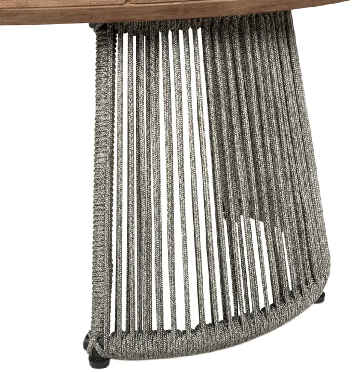 Benicia Outdoor Patio 4 Piece Conversation Set in Weathered Eucalyptus Wood and Metal with Gray Rope and Taupe Cushions