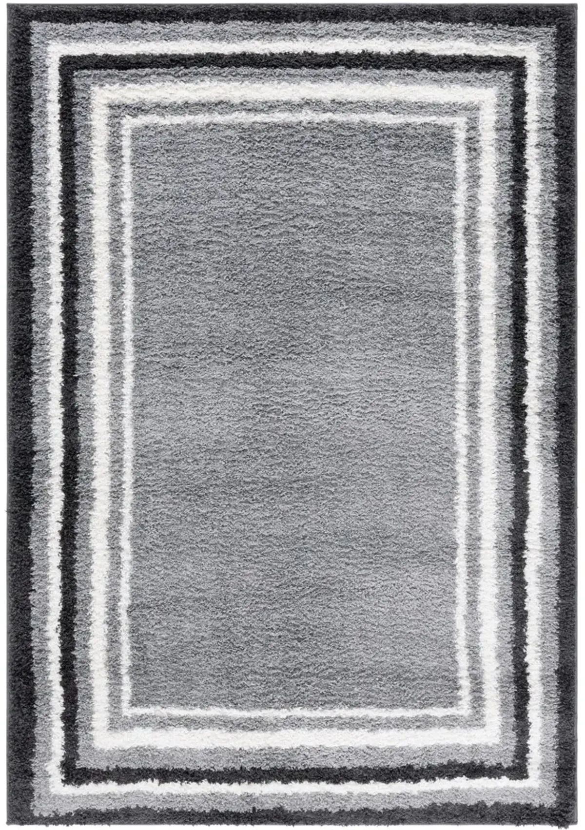 BORDER & STRIPE SHAG 251 Grey 8' X 10' Large Rectangle Rug