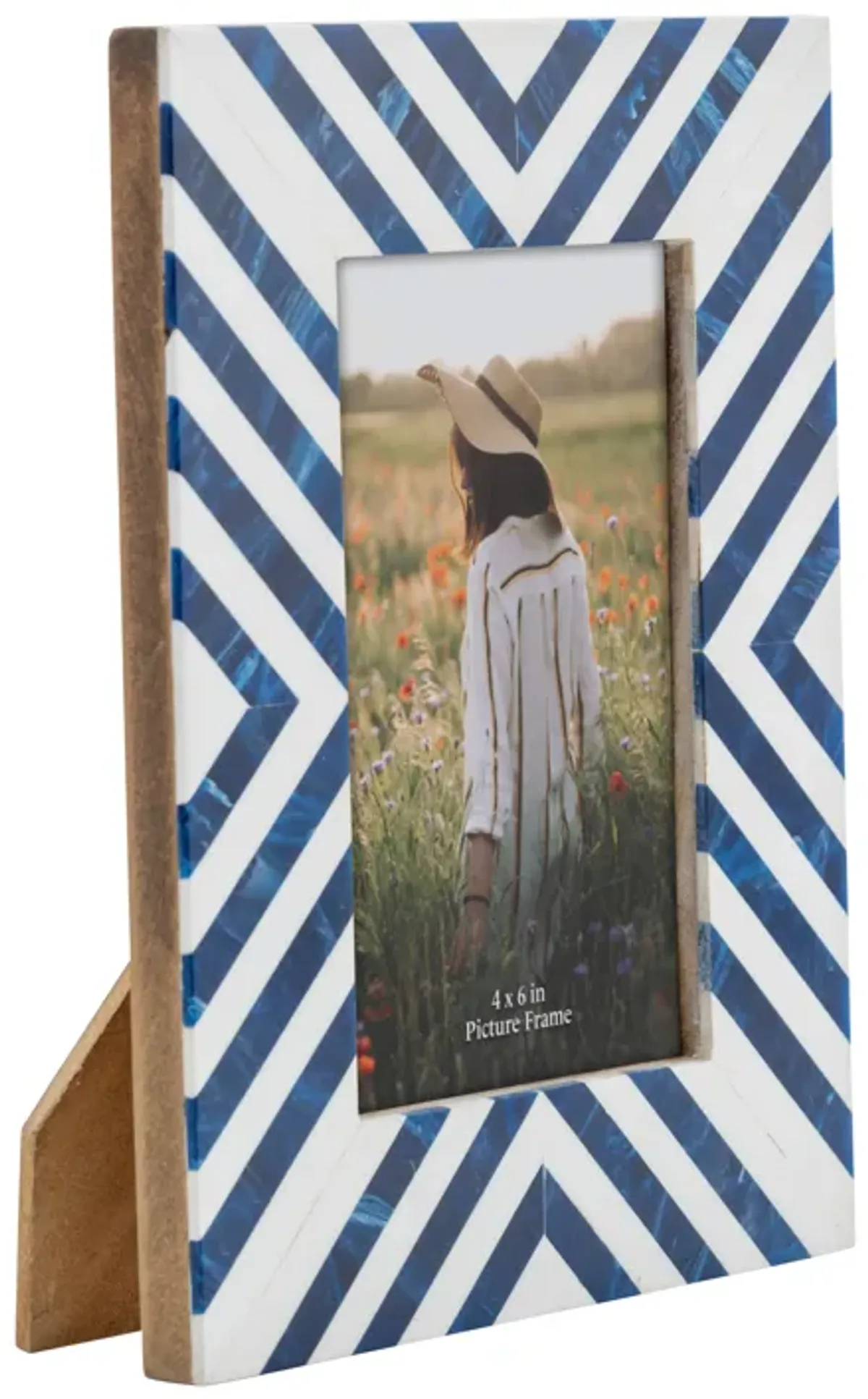 Resin, 4x6 Striped Photo Frame, Blue