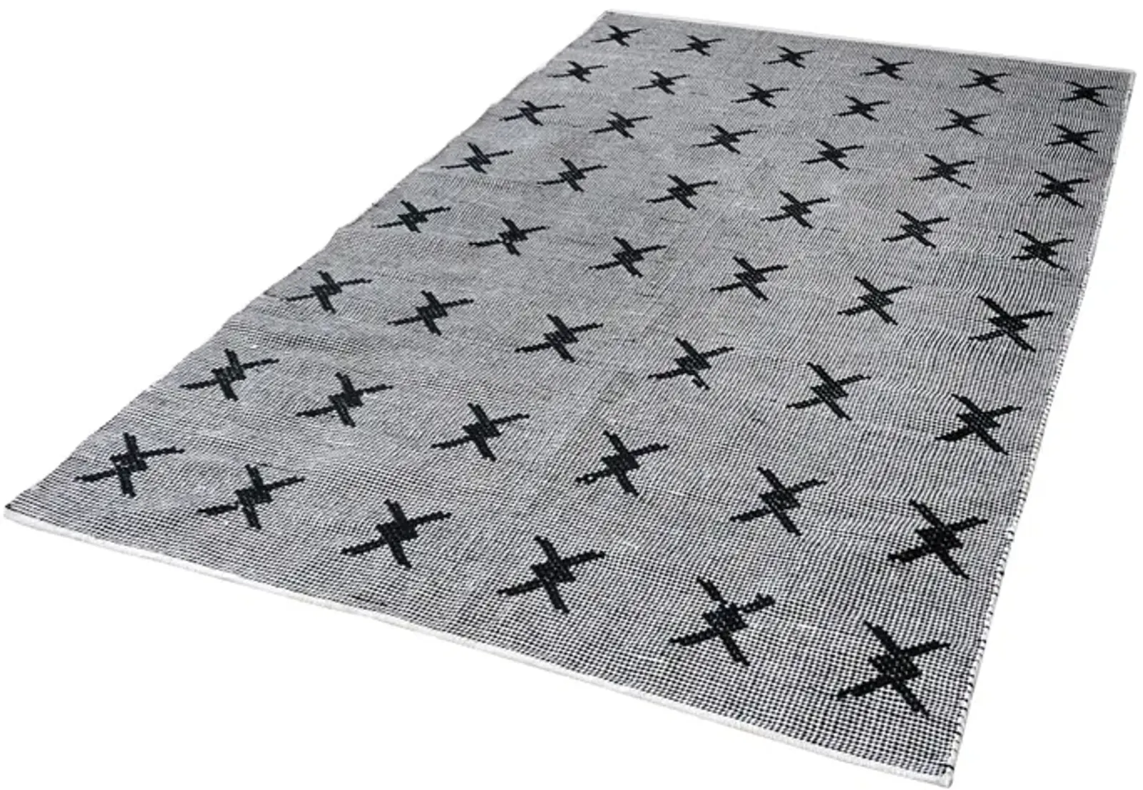 Eton Handwoven Cotton Rug in Black and White