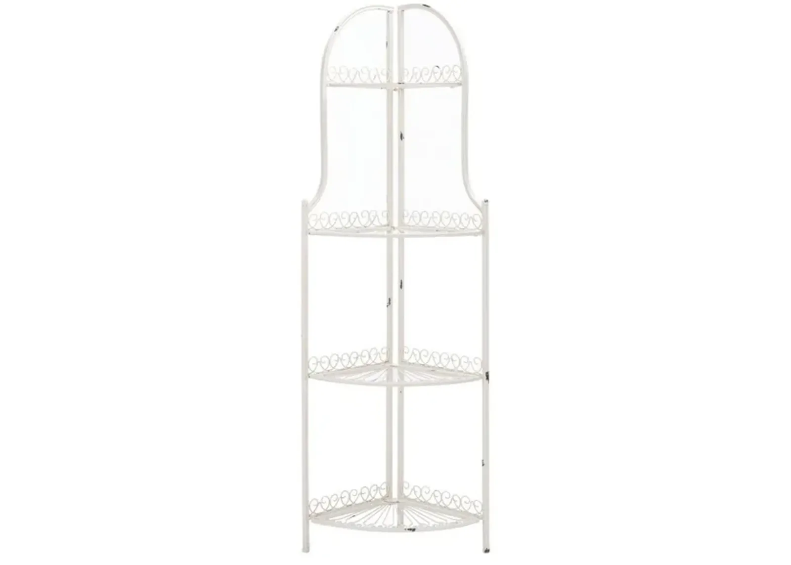 ABARRANE WROUGHT IRON 4 TIER OUTDOOR CORNER SHELF