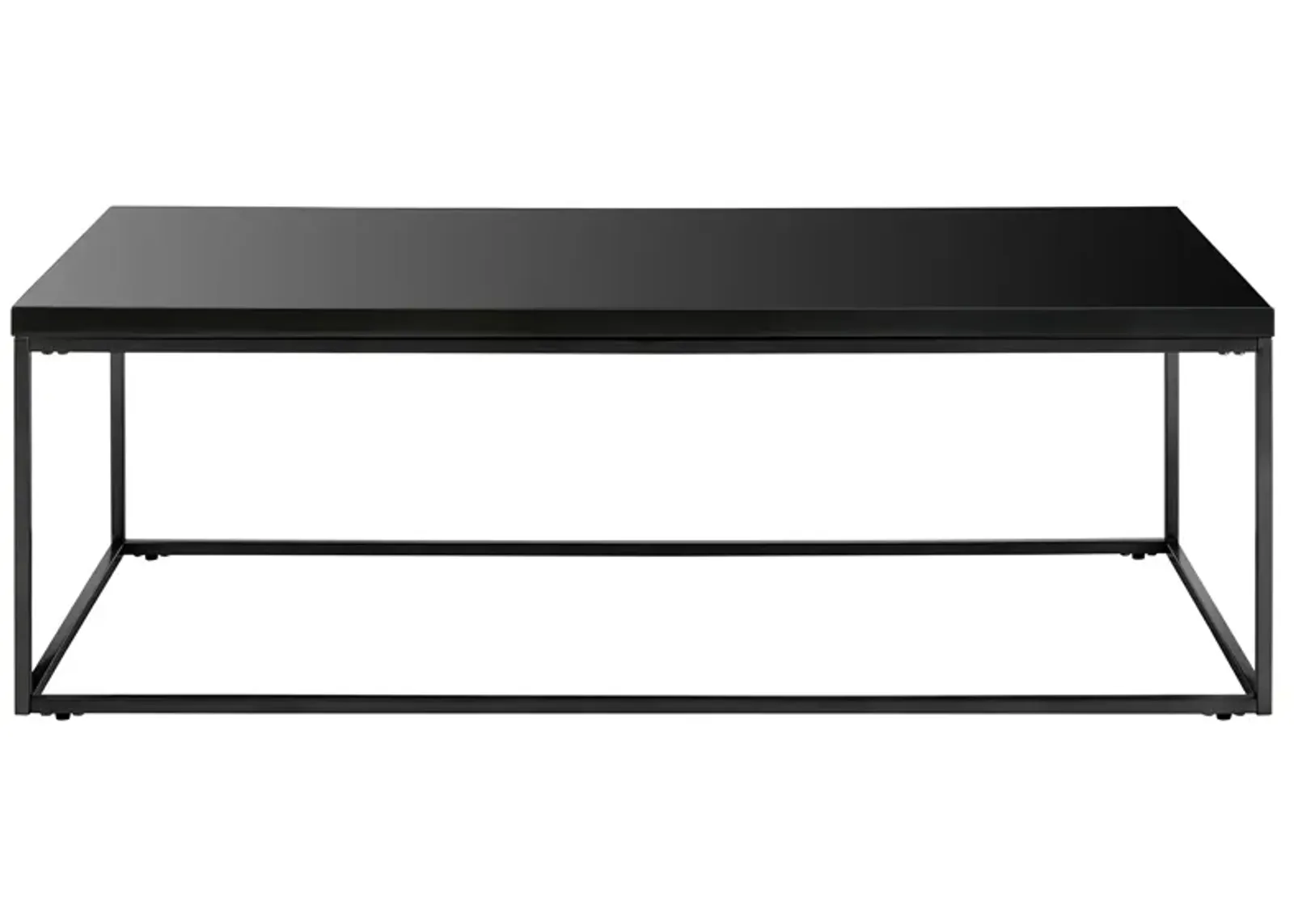 Teresa Rectangle Coffee Table in High Gloss Black with Matte Black Base