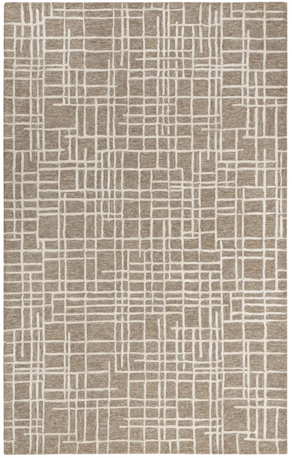 Jazz Brown/Natural Geometric Wool/Tencel 5' x 7'6" Rectangle Rug