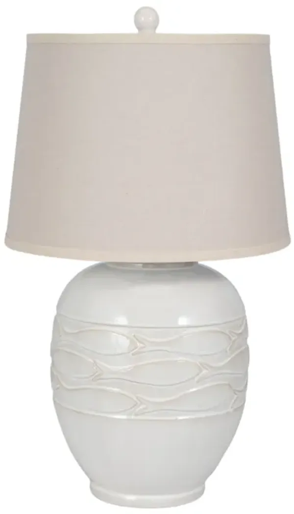 29" School Of Fish Table Lamp, White