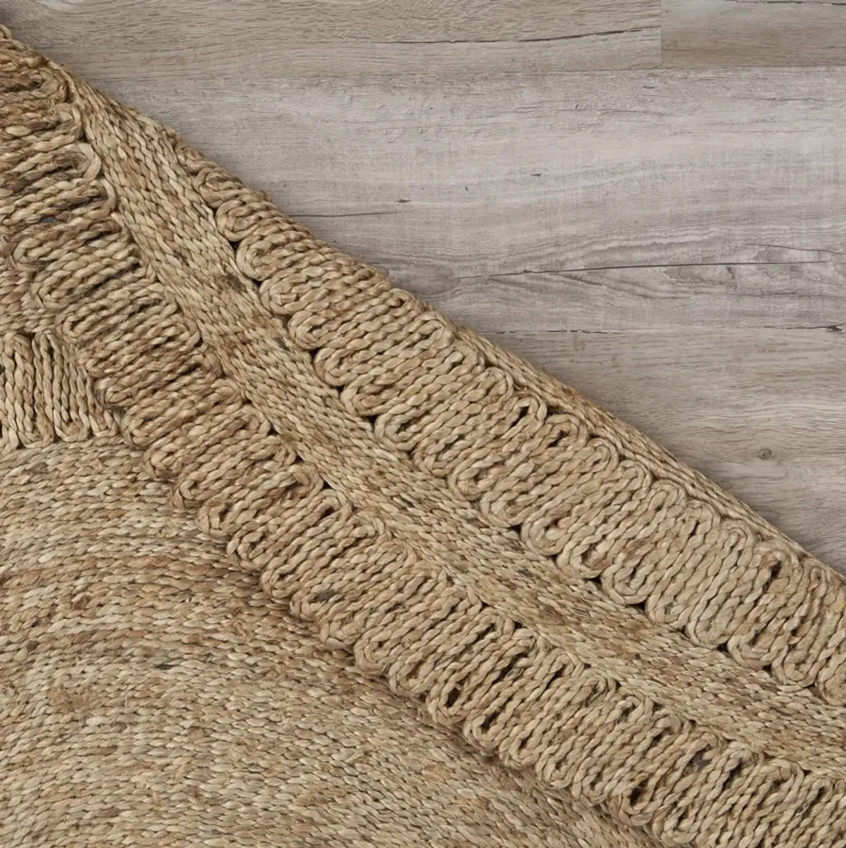 Nature True Tan Contemporary Braided Organic Jute Indoor Round Area Rug 7'6"