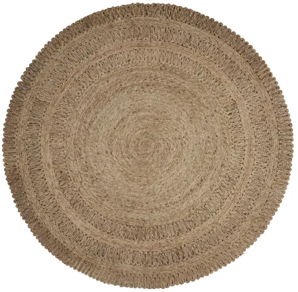 Nature True Tan Contemporary Braided Organic Jute Indoor Round Area Rug 7'6"