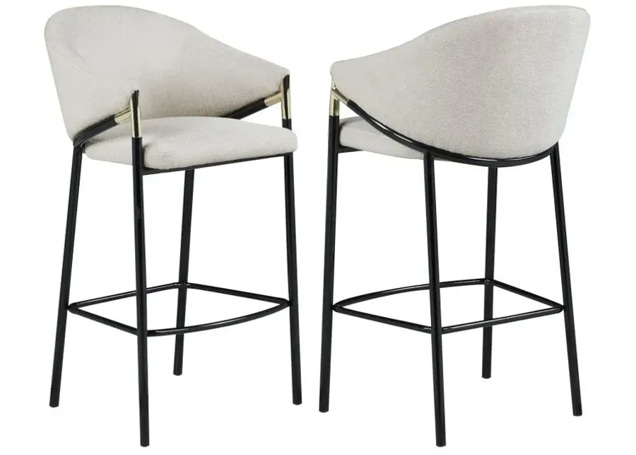 Chadwick Sloped Arm Bar Stools Beige and Glossy Black (Set of 2)