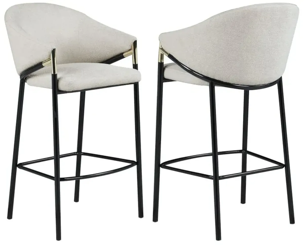 Chadwick Sloped Arm Bar Stools Beige and Glossy Black (Set of 2)